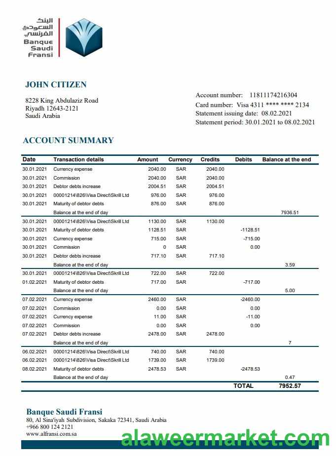 Saudi Arabia Banque Saudi Fransi excel pdf